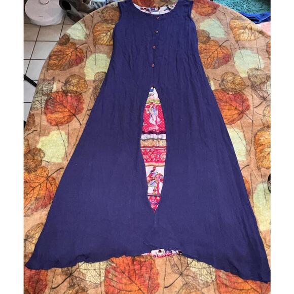 Dresses & Skirts - Neeru Kumar Navy‎ Blue Handwoven Tank Midi Bohemian Dress S